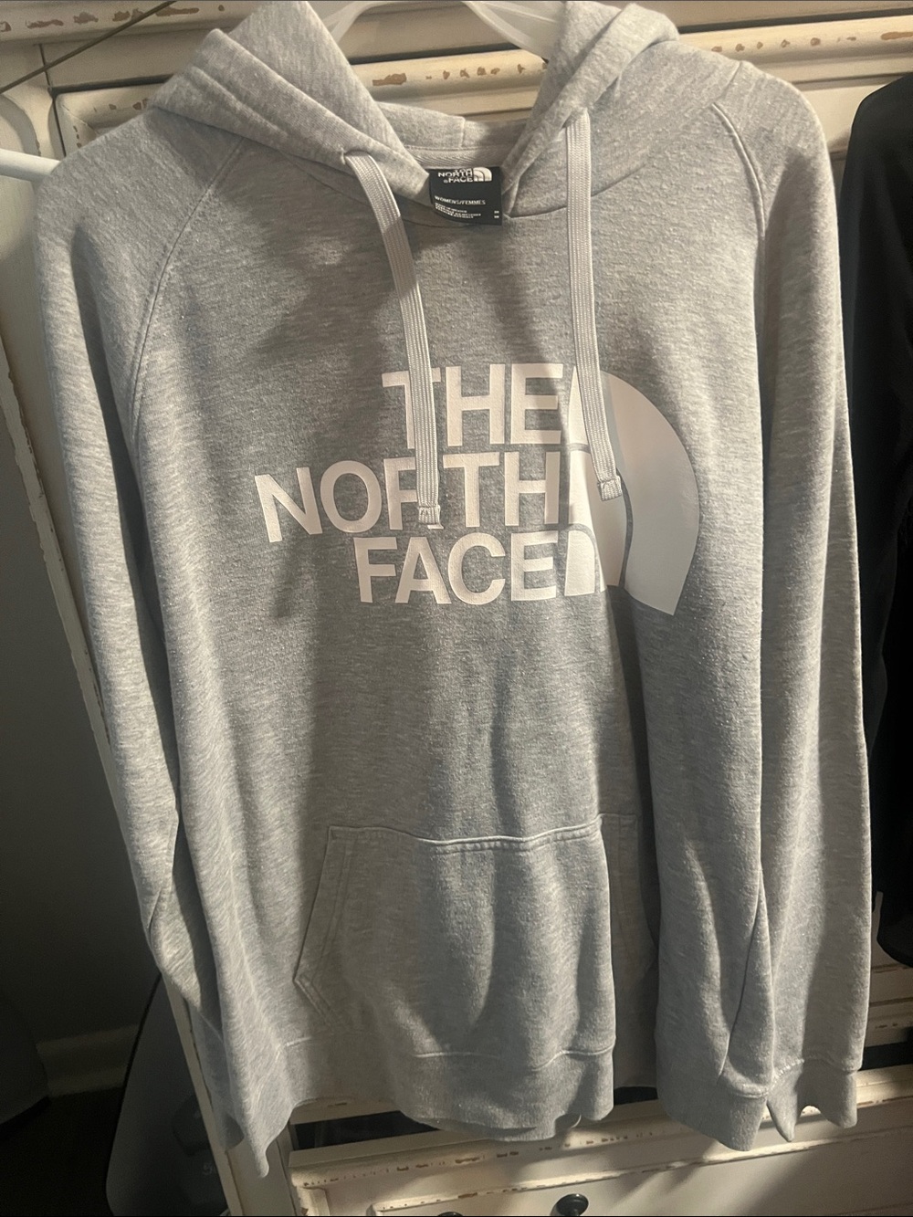 The North Face  Light Grey Pullover Hoodie with White Logo